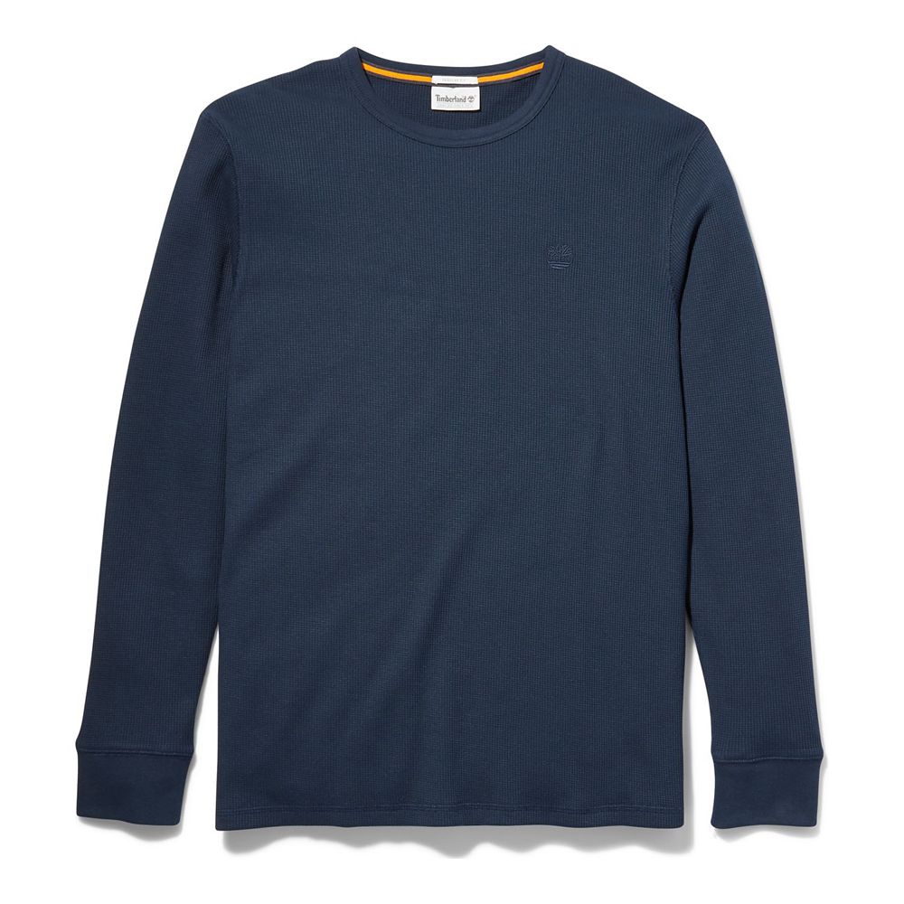 Camasi Timberland Barbati Bleumarin - Wharf River Waffle-Knit Crewneck - Romania - PVBQZL304